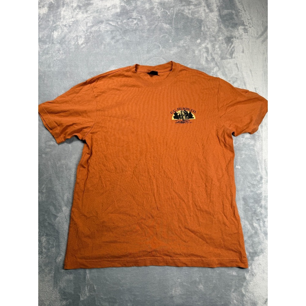 Filson Frontier T Shirt Mens Large Orange Cotton Trout Fishing Tournament April